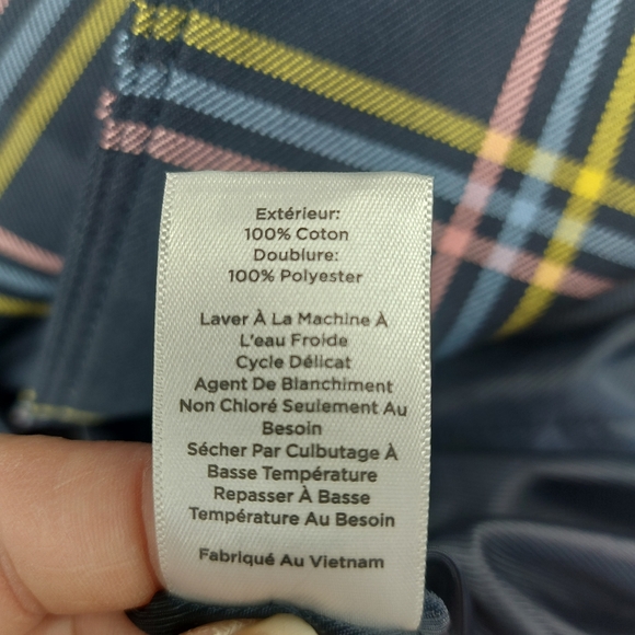 Talbots Plaid Navy A Line Trench Coat Size 2X - Picture 9 of 9